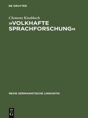 cover image of »Volkhafte Sprachforschung«